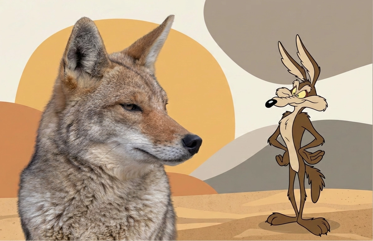 Wile E. Coyote and a real coyote